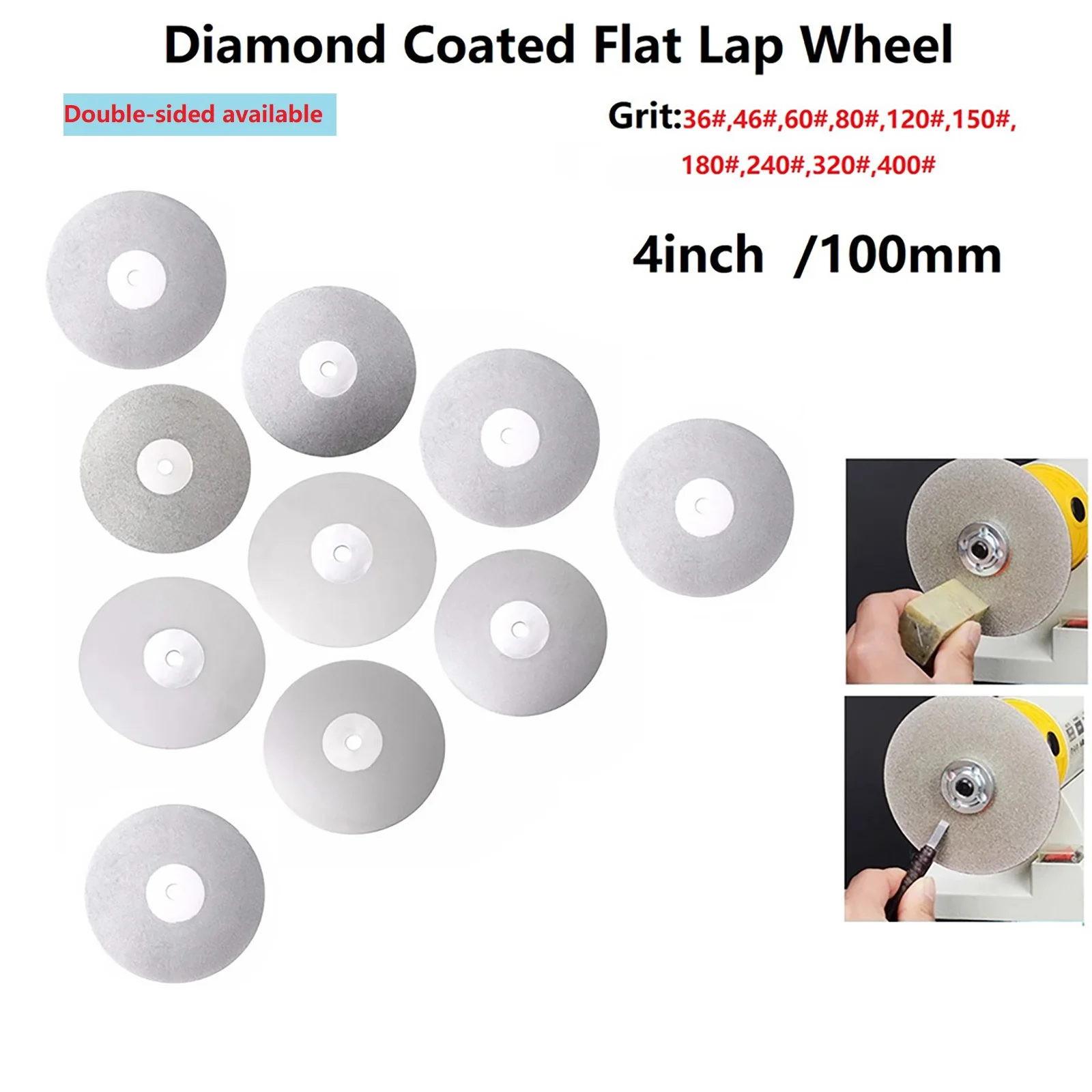 

Polishing Grinding Disc 16mm 5/8"Arbor Hole Double-sided OD 100mm Polish Laps For Polishing Crystal Agate Jewelry Glass Rock