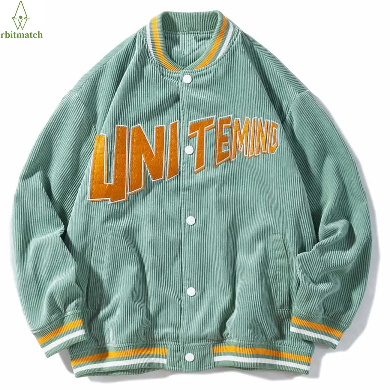 

Arbitma Streetwear Corduroy Baseball Jacket Coat Uniform Men Letter Embroidery Loose Bomber Jacket College Hip Hop Outwear Tops