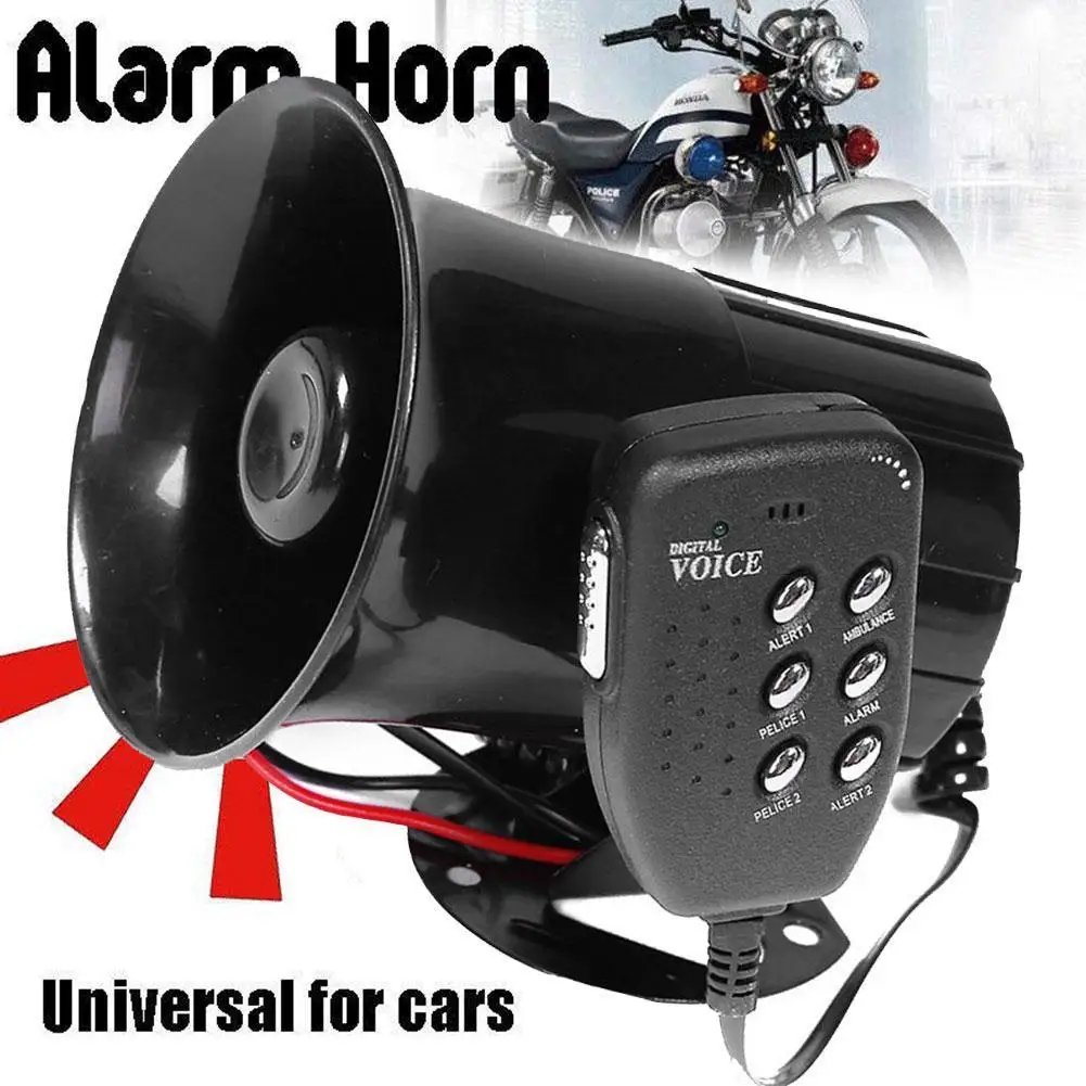 

Motorcycle Car Auto Loud Air Horn 6-Tones Siren Sound Speaker Megaphone Alarm Van Truck Boat 12v Six-tone Modification Parts