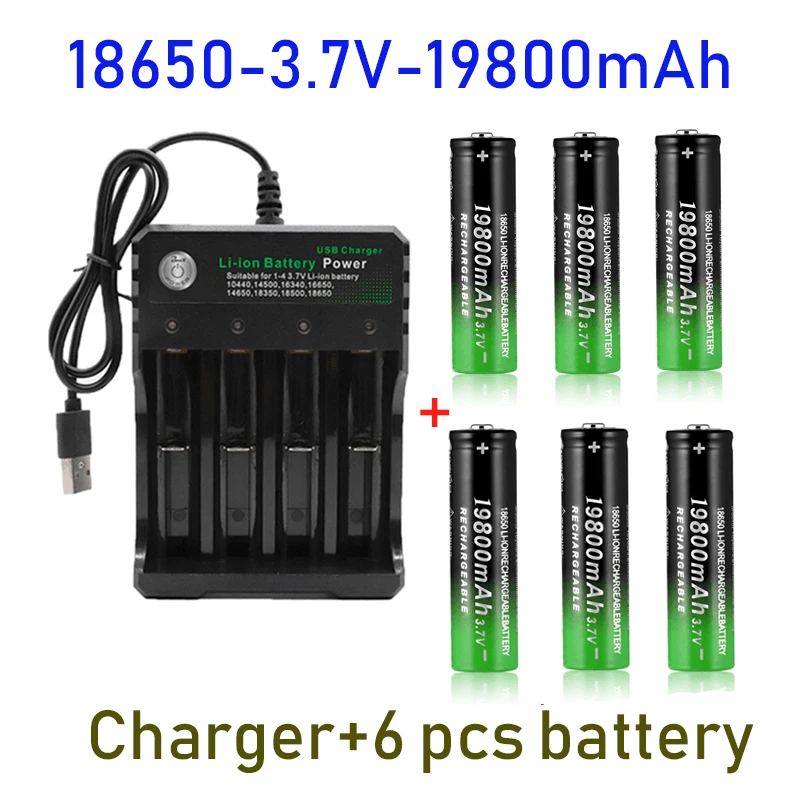 

2022 New 18650 battery 3.7V rechargeable liion battery for Led flashlight battery 18650 battery Wholesale + charger