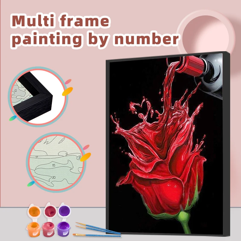 

CHENISTORY Coloring By Numbers Multi Aluminium Frame Paint By Numbers Flower Picture On Canvas Acrylic Paints Home Decor Artwork