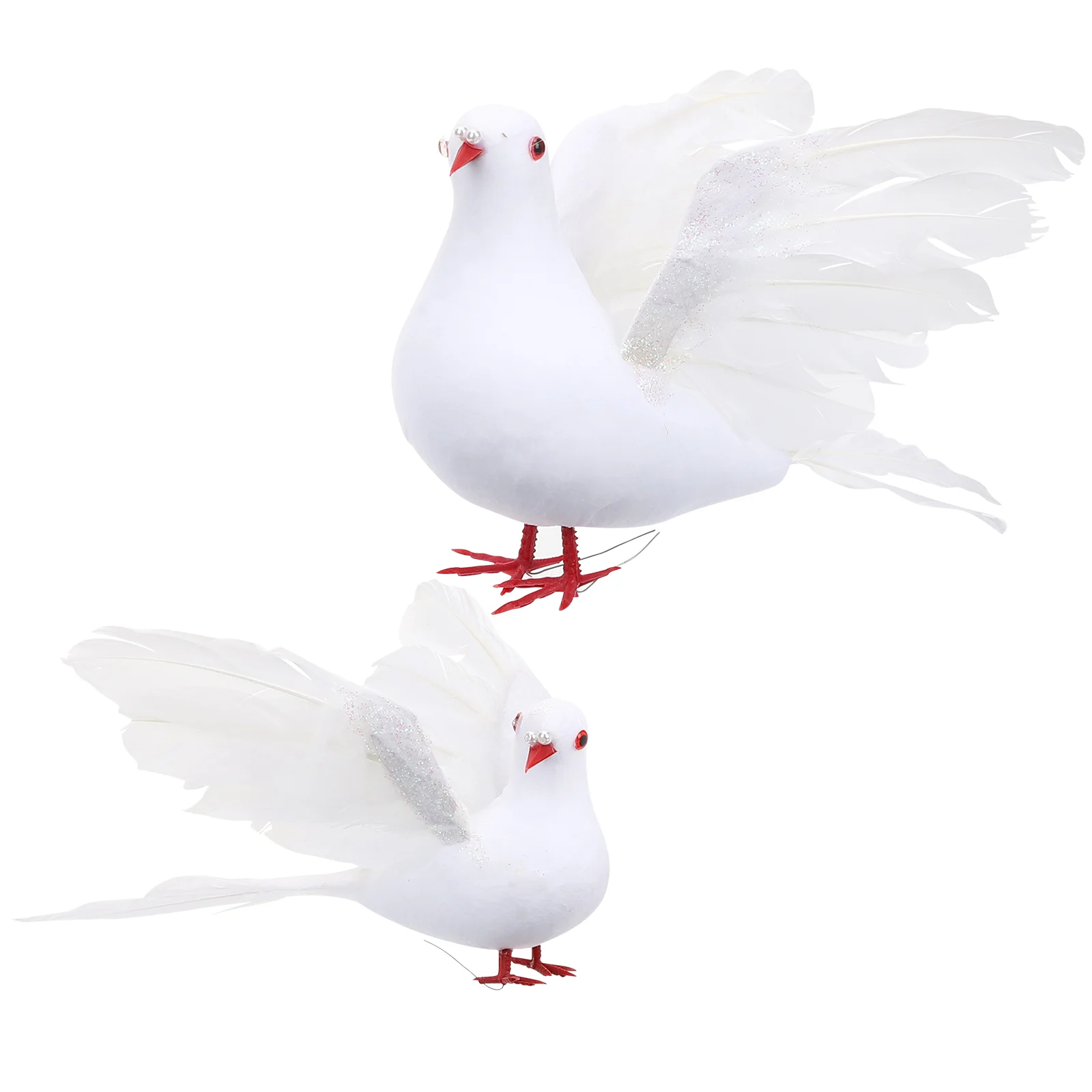 

2pcs Outdoor Realistic Garden Pigeon Ornament Artificial Birds Artificial Pigeon Model Artificial Bird Decor