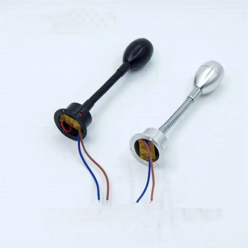 Фото 3W DC12V 110V 265V Гибкая светодиодная настенная лампа для чтения на гибкой стойке, прикроватная лампа с переключателем для спальни, верстака, отеля №2