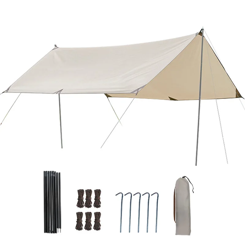 

Палатка-брезент для кемпинга на открытом воздухе, с серебряным покрытием, солнцезащитный и непромокаемый тент, светильник портативное обор...