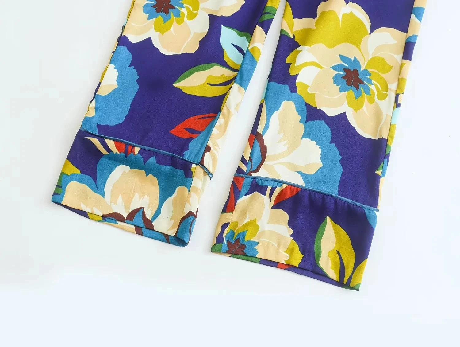 Jenny&Dave Indie Folk Tropical Print Notched Loose Jumpsuits Women Casual Floral Dungaree