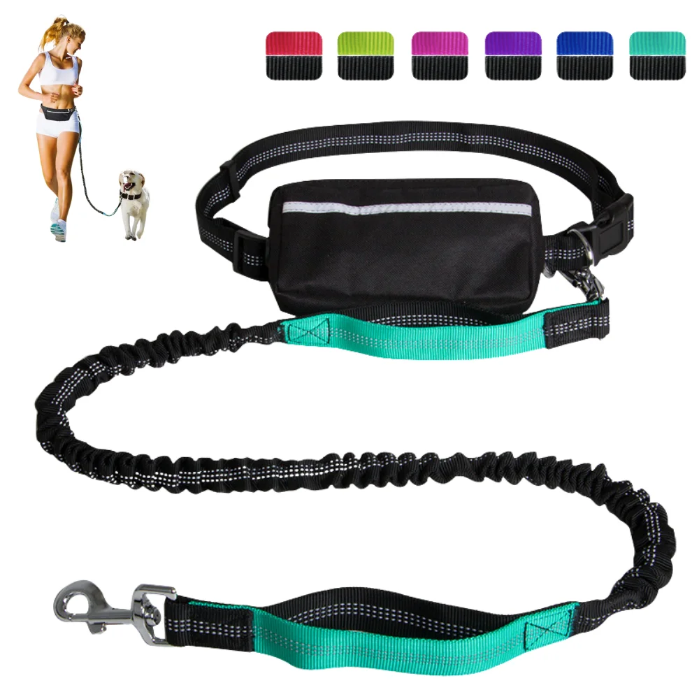 

Pouch Reflective Dogs Traction Rope Hands-Free Dog Leash With Zipper Waist Bags Pet Running Leash Jogging Training Leads Rope