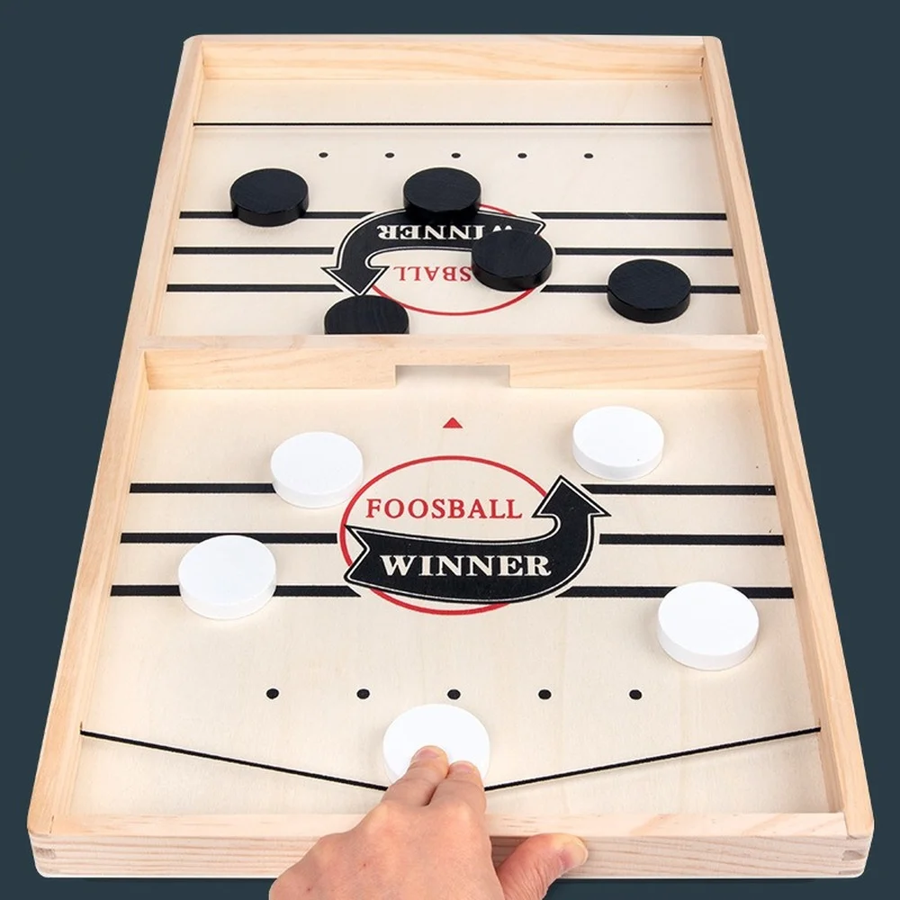 

Fast Sling Puck Game Paced Wooden Table Hockey Winner Games Interactive Chess Toys for Adult Children Desktop Battle Board Game