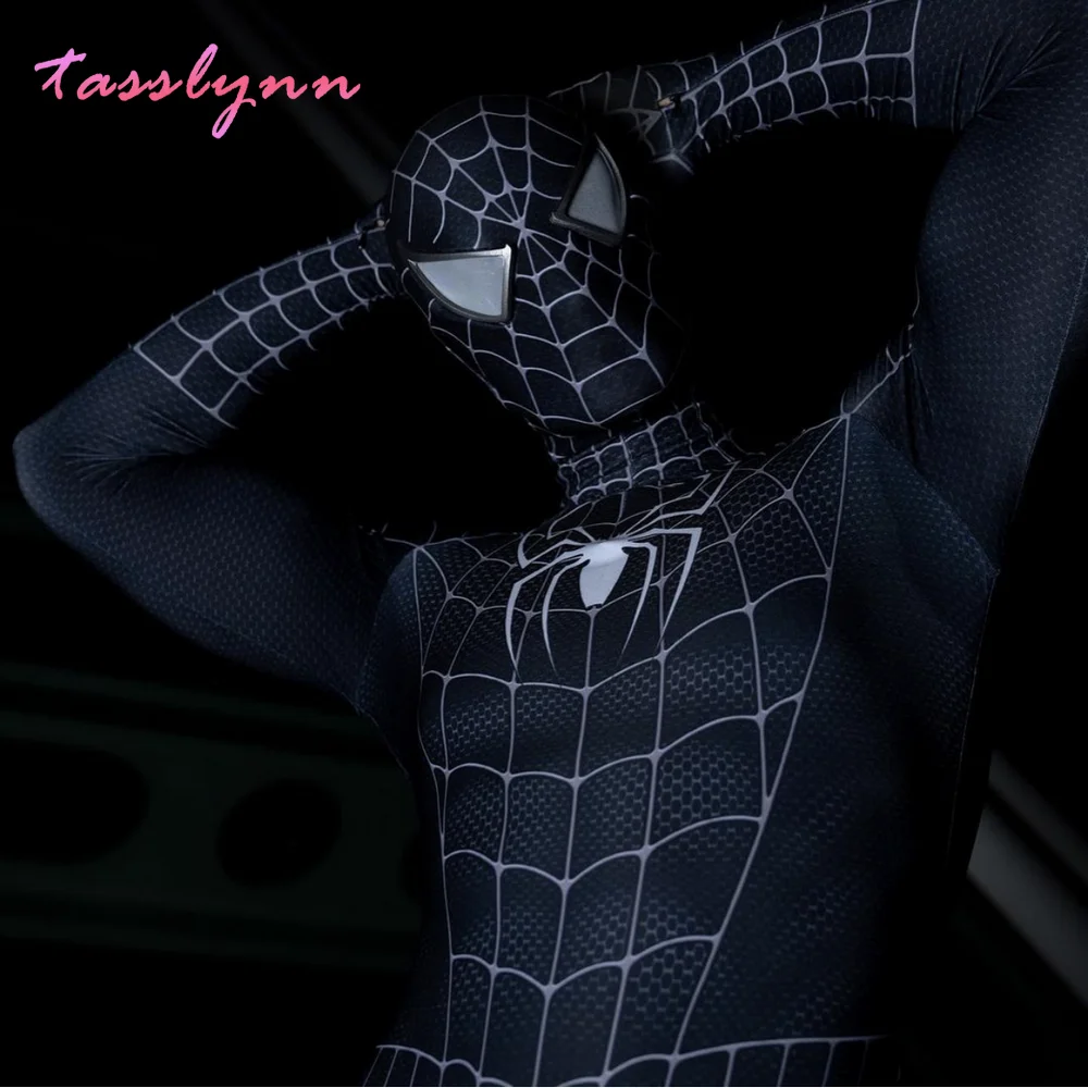 Костюм темного человека черного цвета для взрослых и детей симбиотик косплей