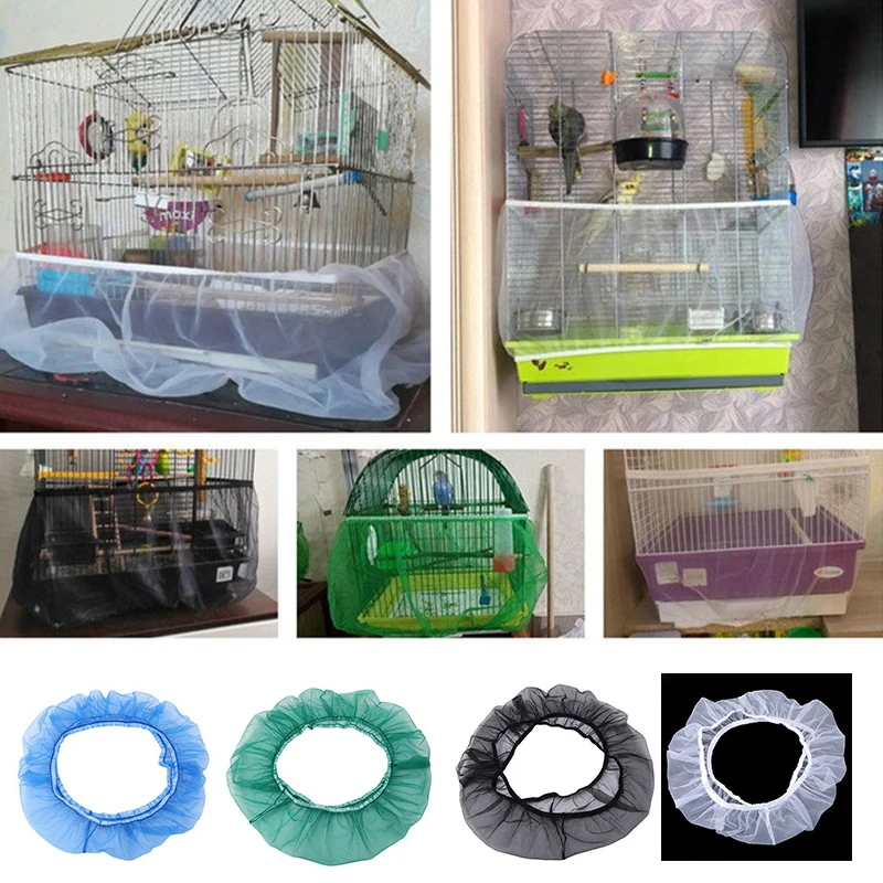 Cover Shell Skirt Net Easy Cleaning Seed Catcher Guard Bird Cage Accessories Airy Mesh Parrot Bird Cage Net