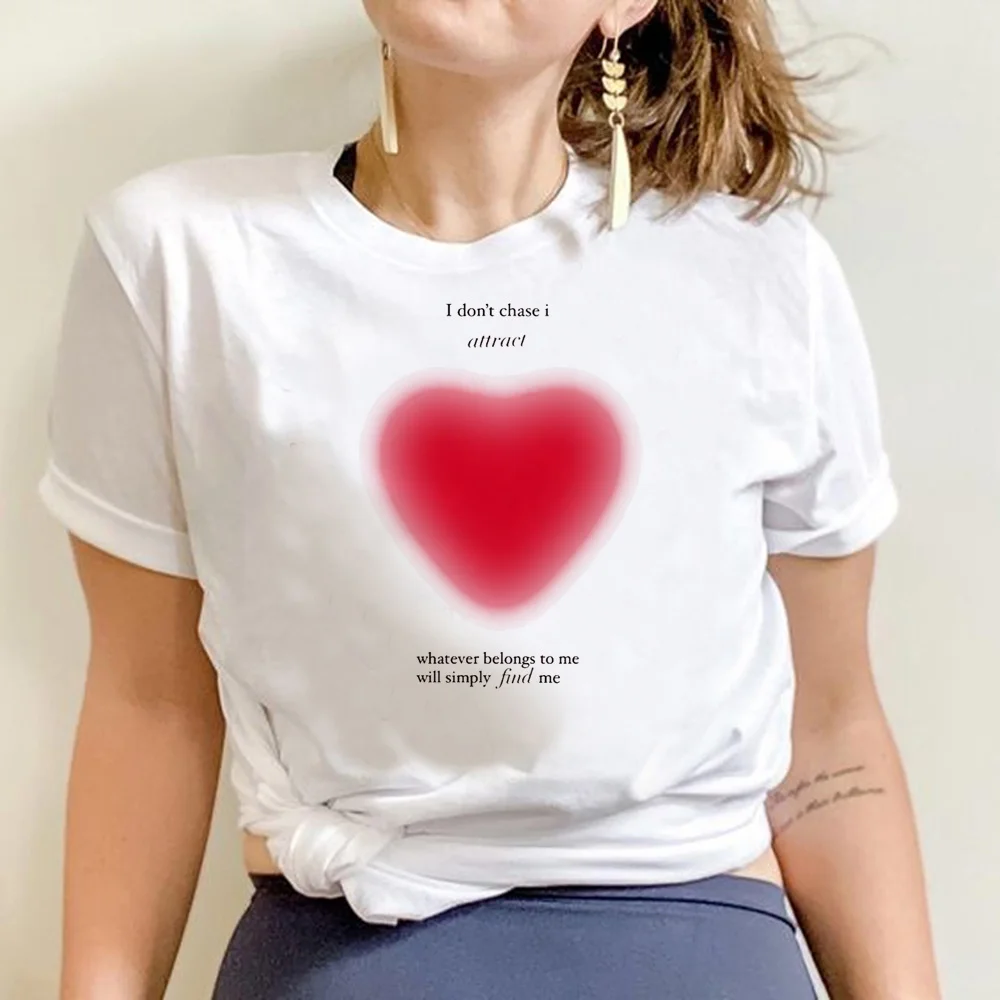 

Aesthetic Heart print Tee women summer t-shirts female graphic 2000s clothes