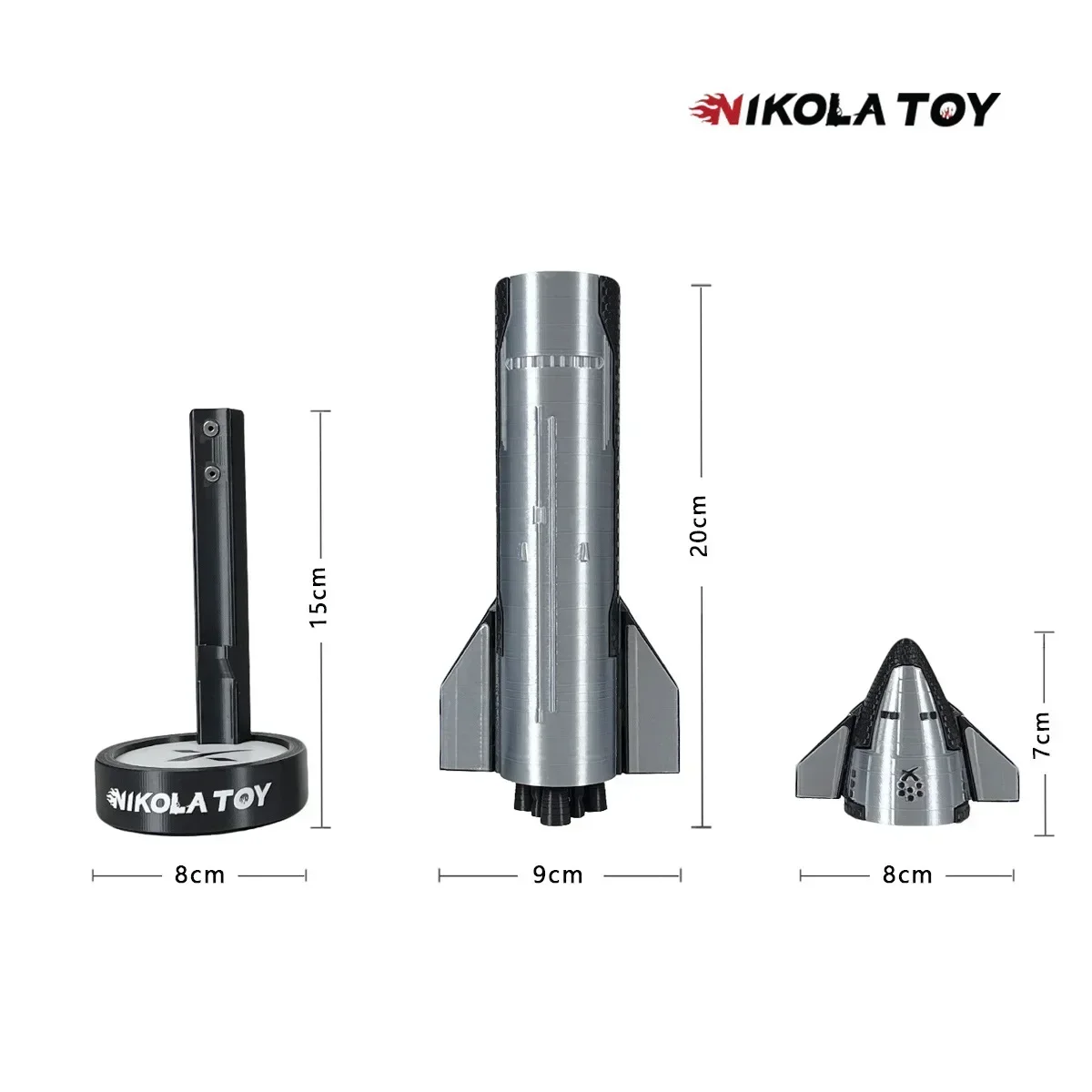 Модель звездного корабля NIKOLATOY Hardcore с 3D-печатью SpaceX 1:200 и эффектом хвостового