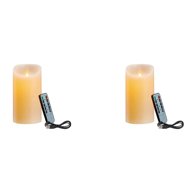 

2X LED Candles, Flickering Flameless Candles, Rechargeable Candle, Real Wax Candles With Remote Control,12.5Cm A