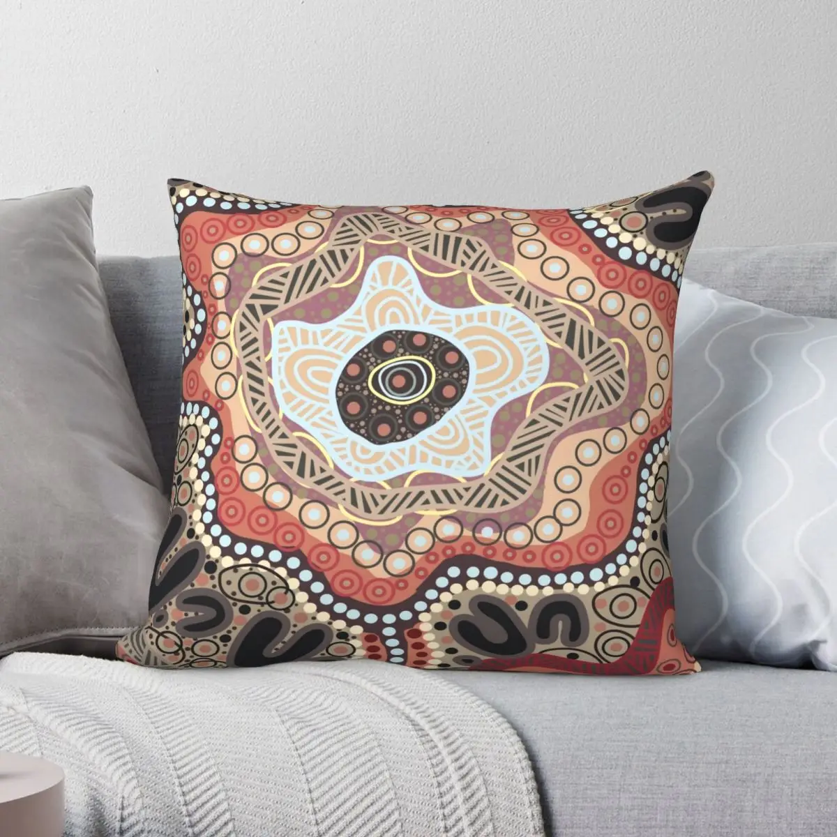

Ochre Country Family Connections Pillowcase Polyester Linen Velvet Creative Zip Decor Pillow Case Sofa Seater Cushion Case