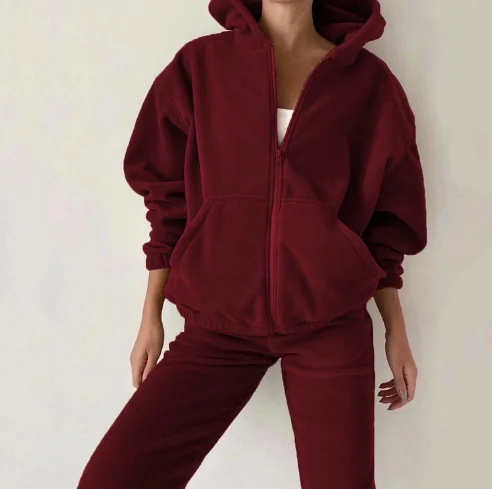 

2022 Autumn Solid 2 Piece Set Casual Active Jogging Suit Long Sleeve Hooded Zipper Sweatshirts Top Long Pants for Women Outfits