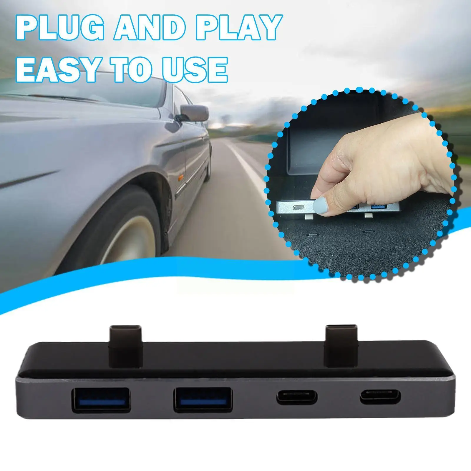 

for Tesla Model 3 Model Y Model X Car Rear USB Extender USB Splitter Hub Conversion Head Charger 4 Ports Car Interior Acce B7C1