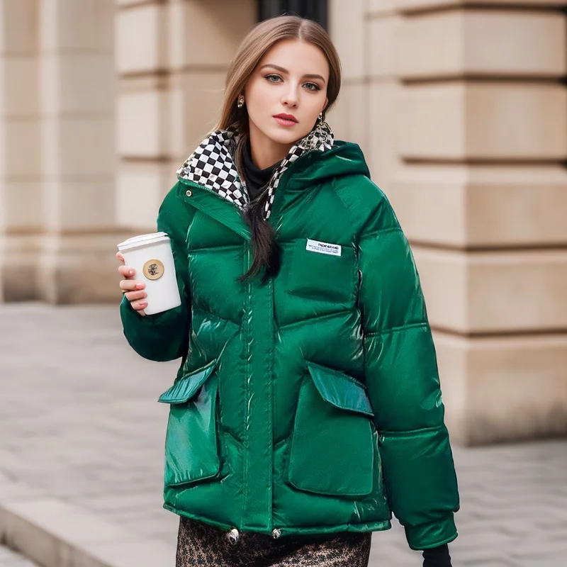 

Зимняя утепленная куртка на хлопковом подкладе с рисунком «гусиные лапки» 2023