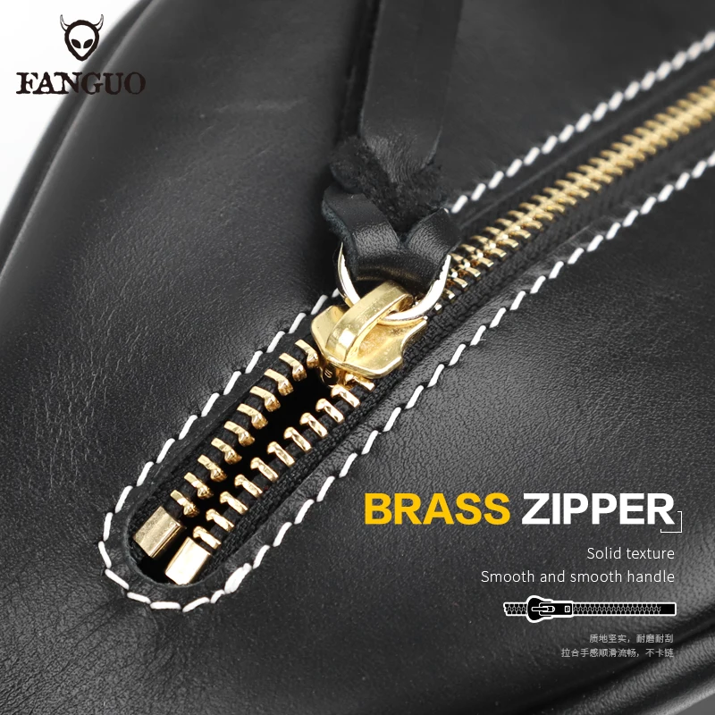 Crazy Horse Leather Men's Chest Bag Handmade Genuine Leather Crossbody Shoulder Bag Sport Travel Messenger Pack For Male