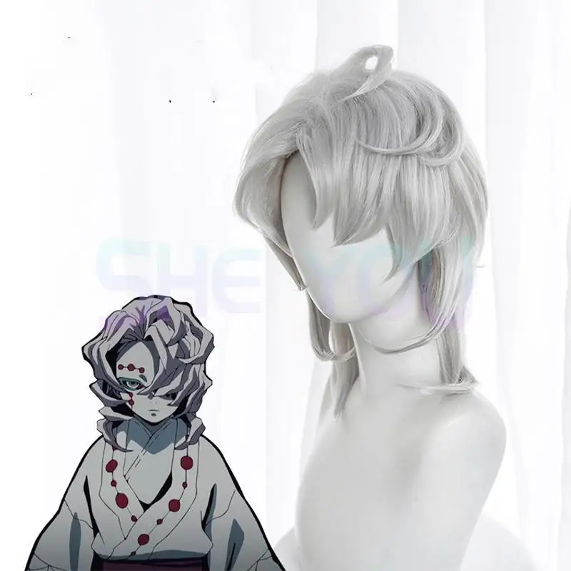 Демон убийца киметсу нет яйбы аяки Руи косплей парик паук серебро длинные прямые