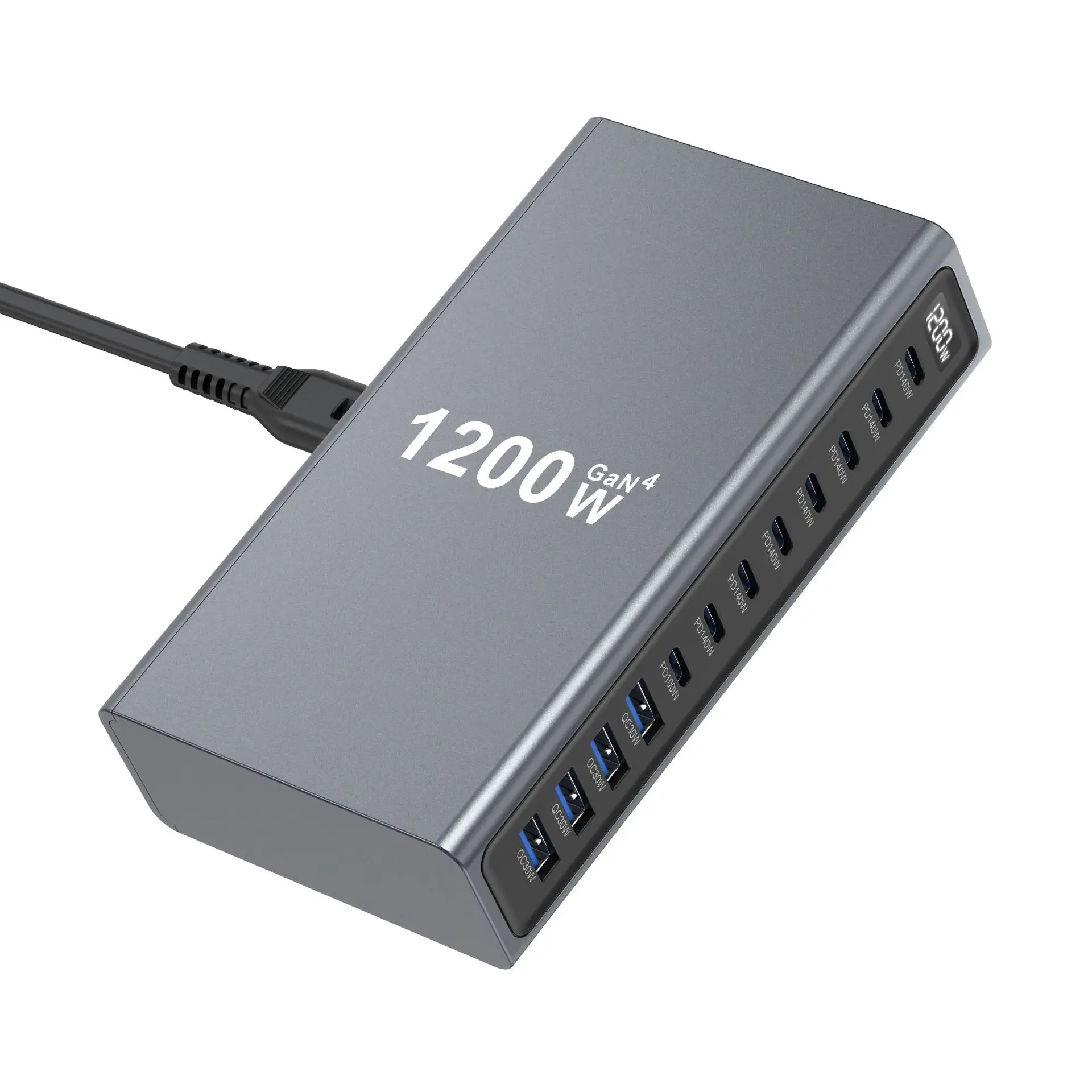 Фото 1200W GaN 12-портовое настольное быстрое зарядное устройство PD3.1 USB Type-C, станция быстрой зарядки, адаптер для мобильных устройств и планшетов, многопортовый USB-хаб №3