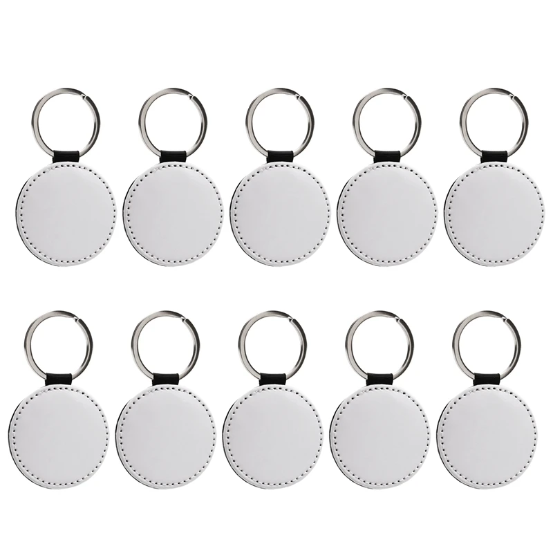 

10Pcs Leather Keychains Blank MDF Keychains Sublimation Heat Transfer Keychains Kit