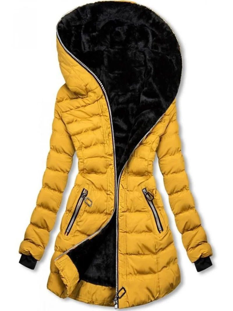 Women 2023 Winter Parkas Coat Ladies Hooded Outwear Warm Coat Long Padded Slim Fur Jacket Fashion New Thick Hood Parkas Jackets