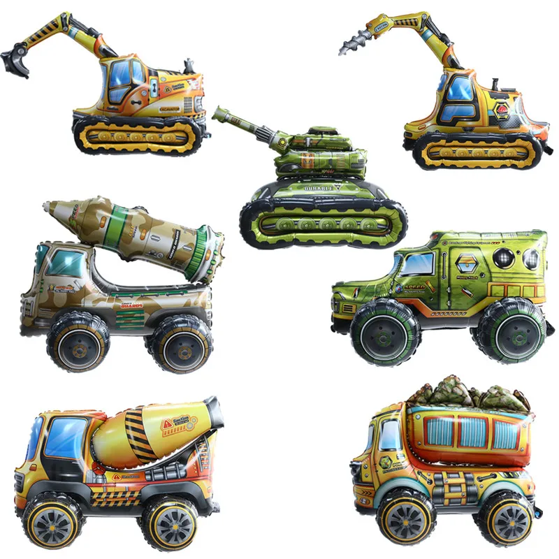 

1pc 4D Missile Tank Excavator Off-road Vehicle Racing Aluminum Film Balloons Children Birthday Kids Toy Balloon Party Decoration
