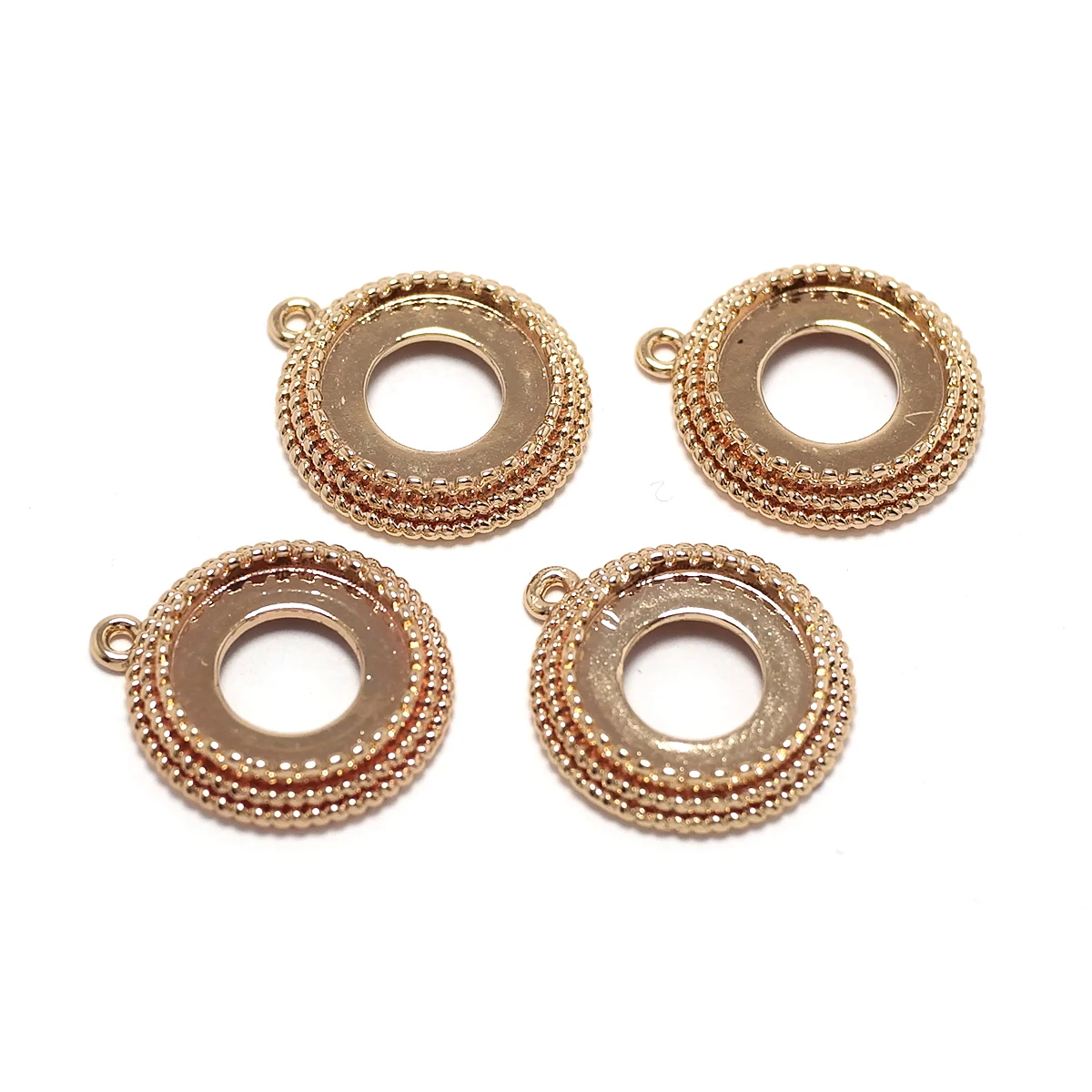 

4pcs Round Earring Charms,Rose Gold Plated Brass,16.1x14.2xmm,Wavy Textured Drop Pendant,Jewelry Necklace Earring Making