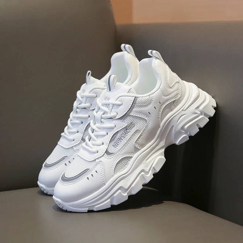 Height Increasing Chunky White Sneakers Women Platform New Breathable Athletics Walking Sports Running Baskets Femme Golf Shoes