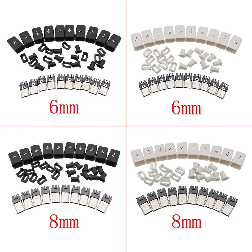 

10Pcs Micro USB 5 Pin Soldering Type Male Plug Connectors MicroUSB Charging Socket Data Cable Interface Accessories Repair Plugs