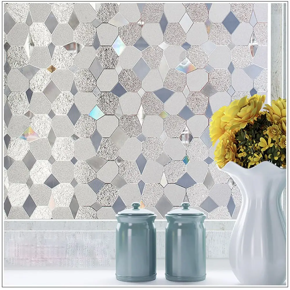 

Etched 3D Solar Catcher Balcony Bathroom Window Decals Glass Window Film Stained Paper Decorative Vinyls Privacy Film