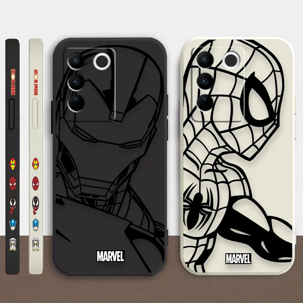

Case For VIVO S1 S5 S6 S7 S9 S9E S12 S15 S16E T1 T2X V15 V21 PRO 5G Simple Liquid Silicone Case Marvel's Spider-Man Iron Man