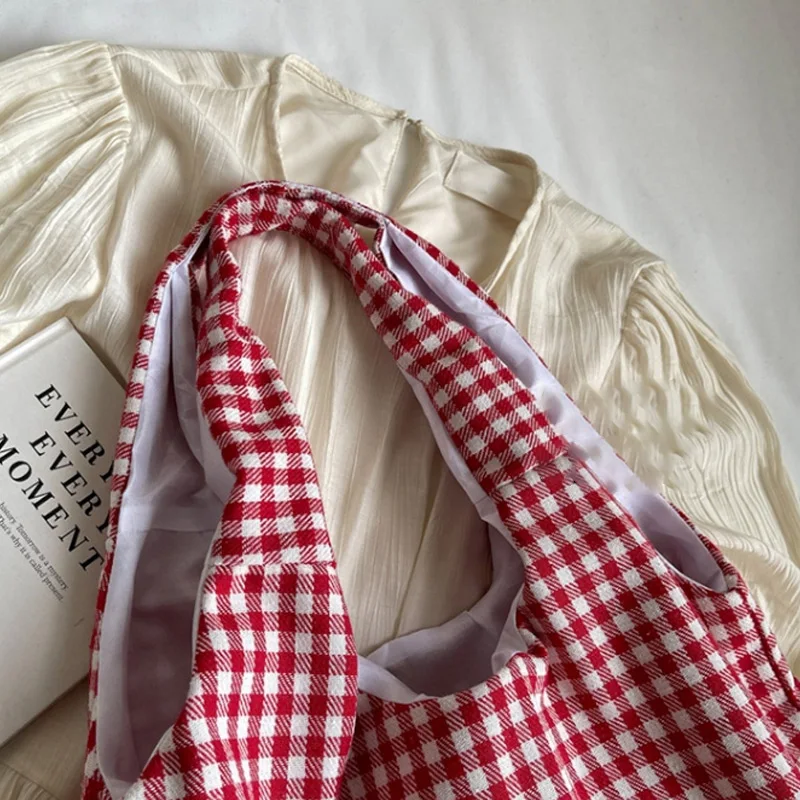 Сумочка красочная красная клетчатая большая вместительная дорожная сумка на