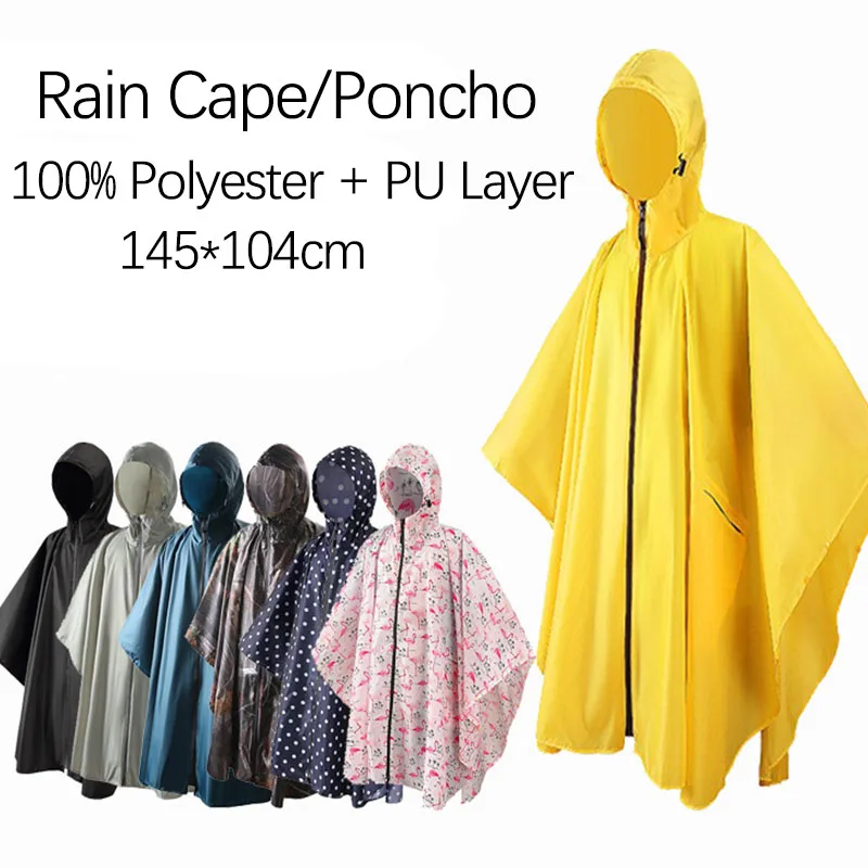 3 In 1 Raincoat Women Fashion Long Men's Waterproof Multifunctional Lightwight Hiking Riding Outdoor Rain Cape Tent Mat Poncho