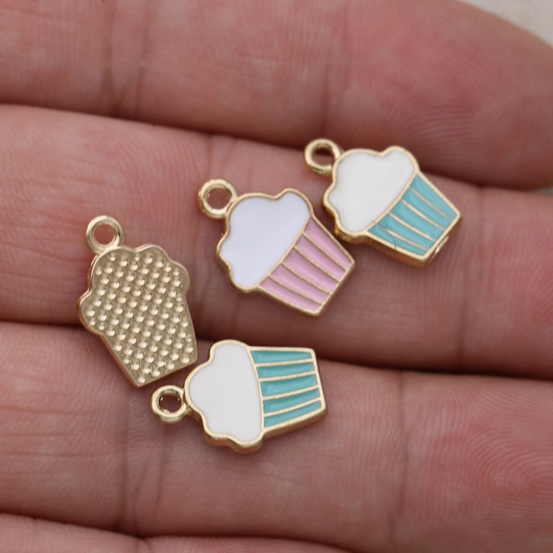 

10pcs Gold Color Ice cream Cake Charm Pendants for Bracelet Jewelry Accessories Making Earrings DIY Handmade