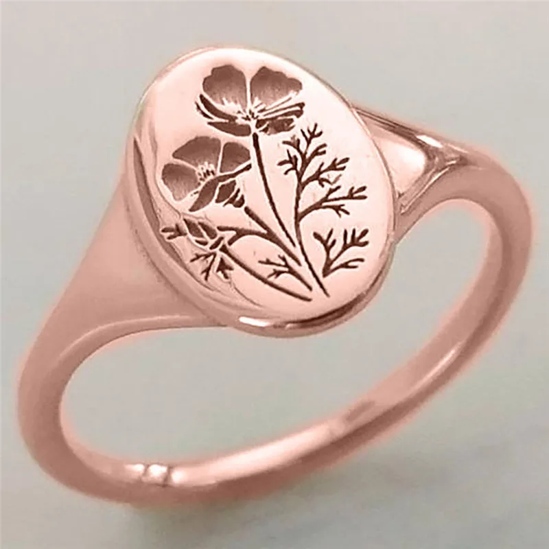 

Trendy 3-color Gesang Flower Metal Rings for Women Engagement Party Wedding Jewelry Hand Accessories Size 5-11