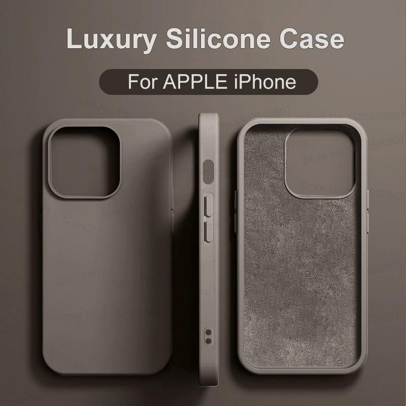 Фото Роскошный противоударный чехол для Apple iPhone 11 12 13 14 15 16 Pro Max Plus, чехлы из жидкого силикона, бампер, мягкий чехол, аксессуары для телефонов №1