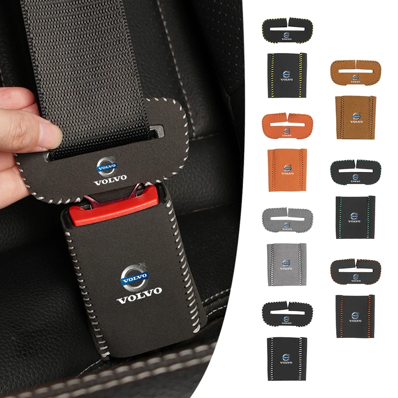 Car Logo Seat Belt Buckle Cover Anti-Scratch Mat Accessories For Volvo AWD S90 T6 V40 V50 V60 V70 V90 XC40 XC60 C30 C70 S60 S80