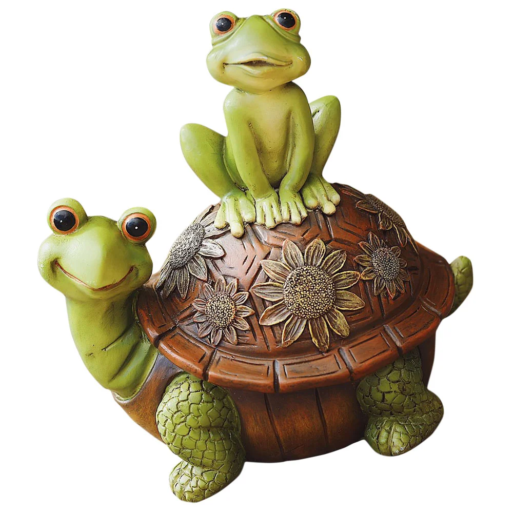 

Frog Turtle Ornament Adorable Outdoor Yard Adornment Lifelike Artificial Sculpture Mini Resin Figurines