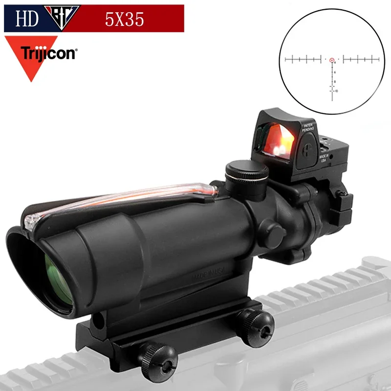

Trijicon Acog 5X35 Real Fiber Optics Red Dot Reticle Red Illuminated Tactical Rifle Scope with Red Dot for cal .223 .308 Rifle