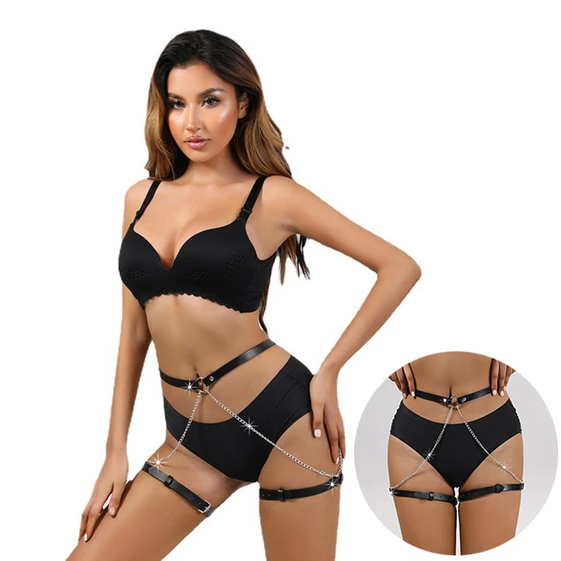

Body Bra Sexy Harness Suspenders Set Bondage Leg Belt Cage Leather Lingerie