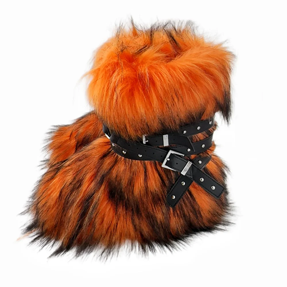 2024 зимние ботинки Sonw для улицы на платформе y2k из волос в стиле панк с шипами