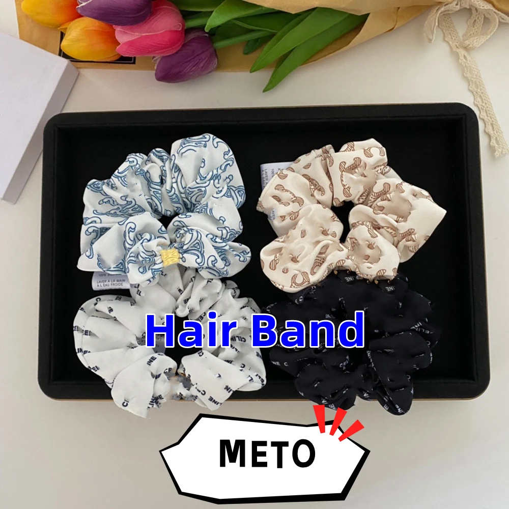 

METO Hair Band Ce Arc De Triomphe Silk Large Intestine Hairband Women High-Grade Simple Temperament Letter Print Hair Accessorie