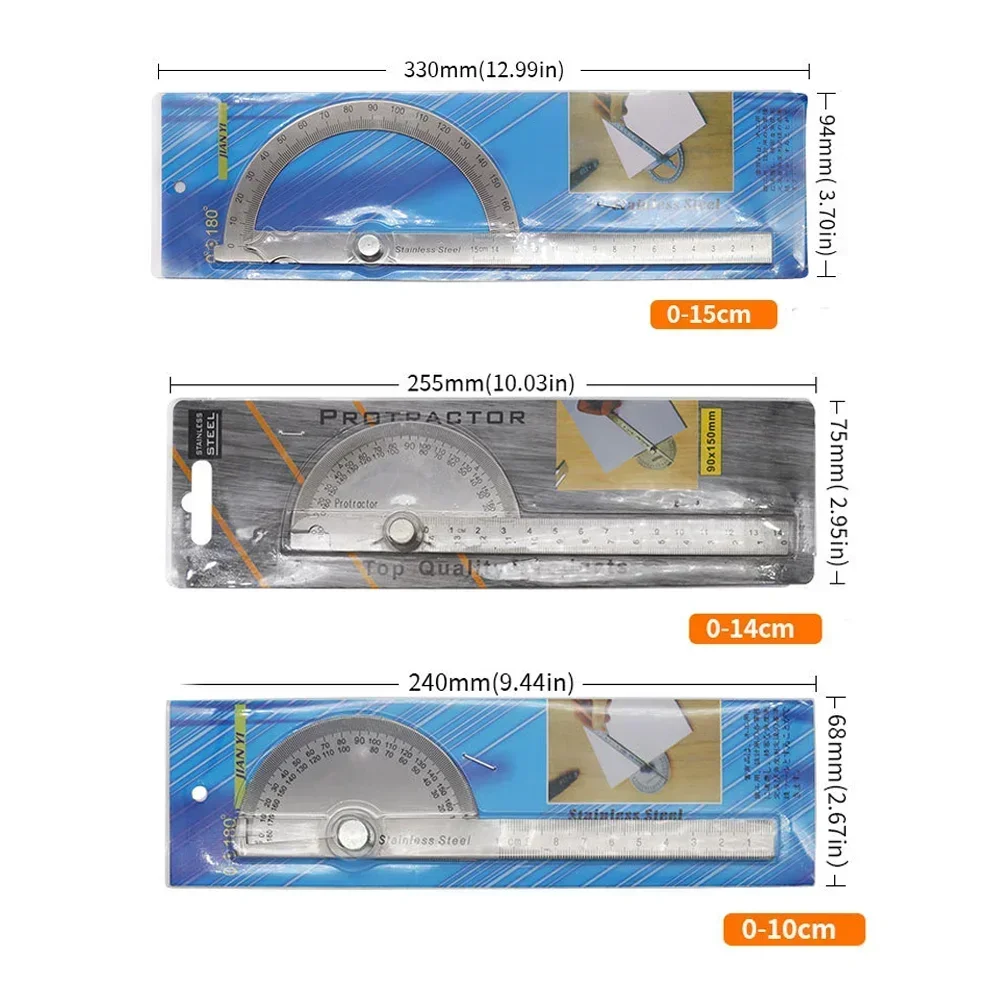 Транспортир измерительная линейка вращающаяся на 180 градусов полукруглая 10 см 14