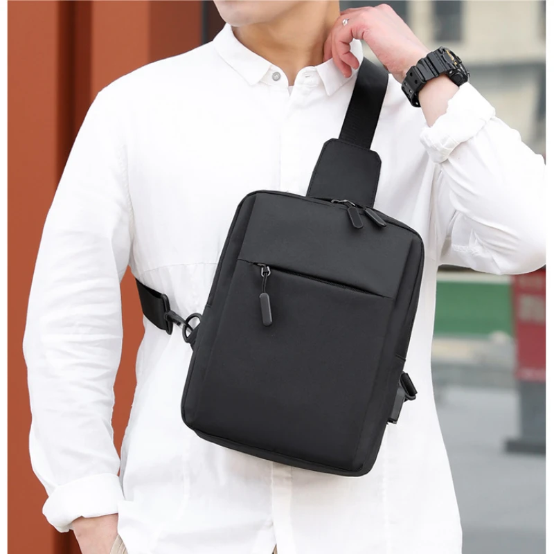 Mini Chest Bags For Men Casual Waist Bag Short Trip Travel Carry Bags Men's USB Charging Shoulder Crossbody Bags Nylon Handbags