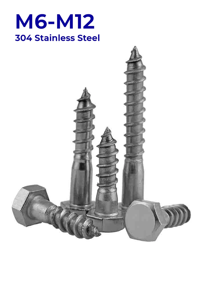 M6 M8 M10 M12 304 Stainless Steel External Hexagon Head Self-tapping Screw Large Long Outside Hex Head Wood Tapping Screws Bolts