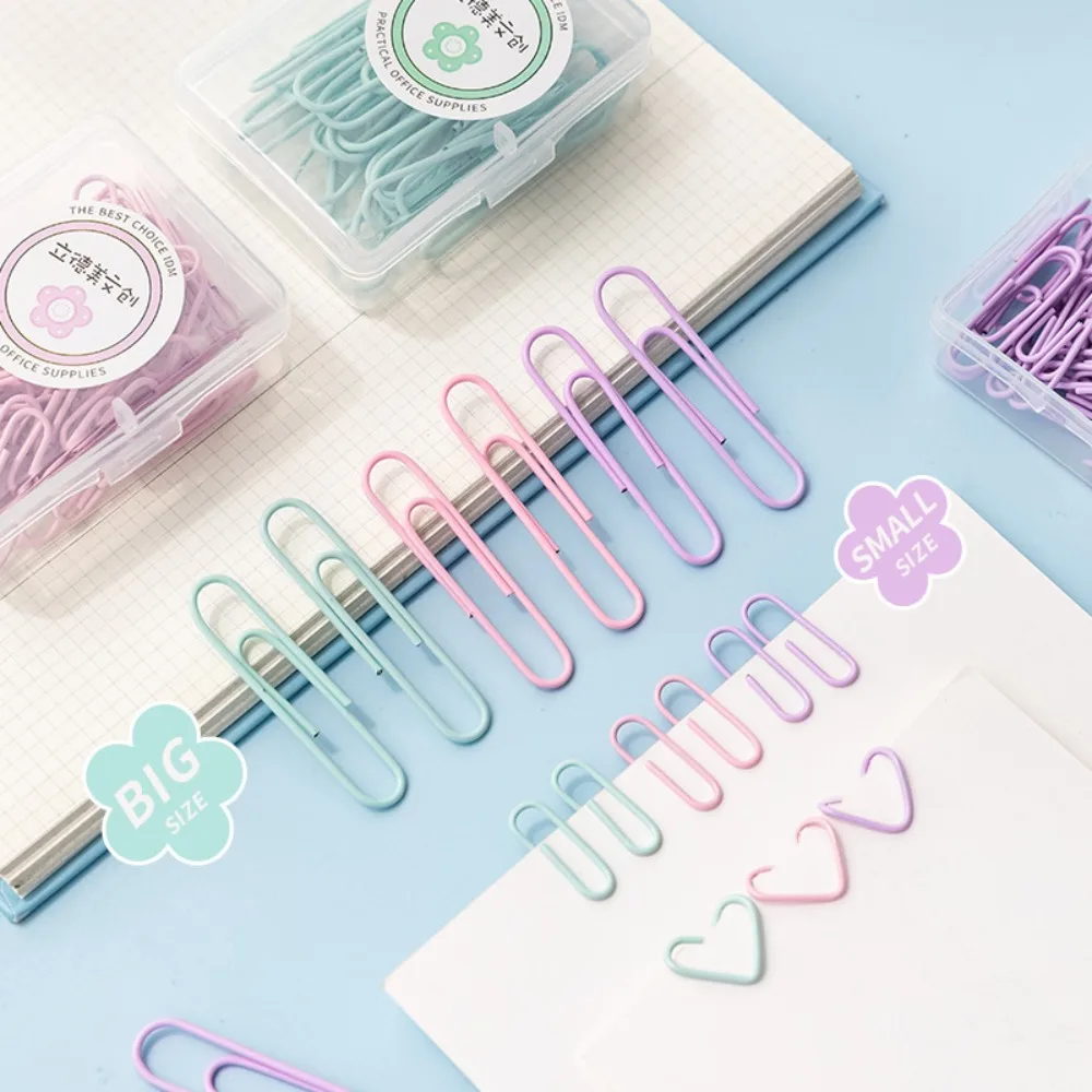 

Macaron Color Metal Clip Fresh Creative Box Size Paper Clips Memo Clips Bookmarks Office School Stationery Supplies Gifts