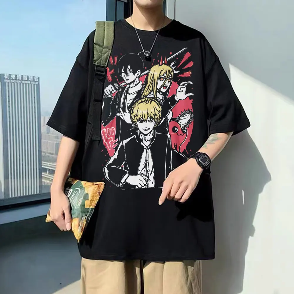 

Chainsaw Man Anime Manga Denji Print Tshirt Power Graphic T-Shirt Short Sleeve Aki Hayakawa Kon Tee Crewneck Men Cartoon T Shirt