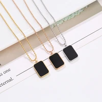 fashion simple black square pendant titanium steel geometric clavicle necklaces for women gift hip hop goth jewelry accessories