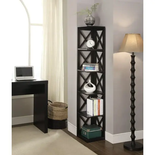 

SLM 5-Tier Corner Bookcase, Black