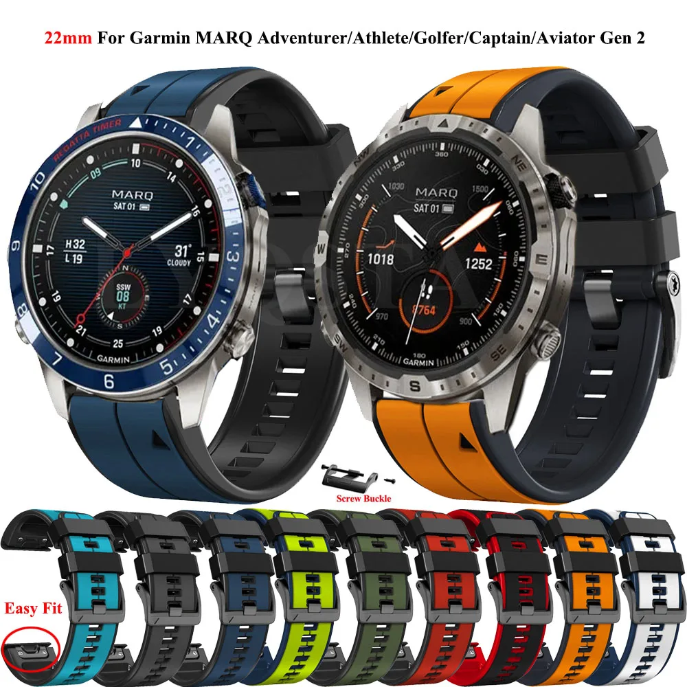 

Quickfit 22/26mm Silicone Strap For Garmin MARQ Athlete(Gen 2) Adventurer Golfer Captain Aviator Epix Gen 2 Fenix 7 Pro Bracelet